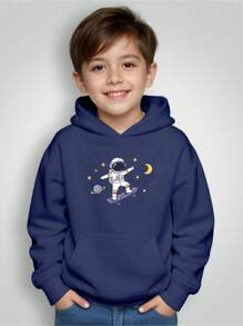 Moletom Infantil Bolso Canguru Com Capuz Menino Menina Astronauta Estrelas Skate Envio Imediato