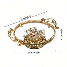 1 件金属和玻璃设计的水果托盘，欧式复古宫廷风格餐盘，适用于厨房、餐厅、节日庆祝桌面装饰的高端水果篮