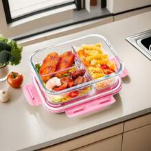 Thick Glass Food Storage Container, Large Capacity Lunch Box, Airtight Meal Prep Container, Microwave & Dishwasher , Suitable For Work And School - Multicolor - View 19