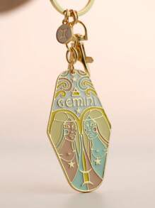 1 pièce Porte-clés signe du zodiaque Bélier/Taureau style bohème, anneau de clé d'hôtel en métal émaillé, cadeau parfait pour la famille, les amis, les collègues, les partenaires, les anniversaires, les accessoires de voiture, les breloques de sac, l'école, le style gothique mignon Y2K