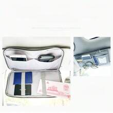 Car Sun Visor Storage Organizer With Eyewear Clip, ID Card Holder & Ticket Pocket | Multi-Purpose Vehicle Accessories Bag For Women Storage Organizer Travel Essentials Gift Back To School