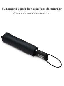 Paraguas grande impermeable plegable y portátil sombrilla con apertura automática reforzada protección lluvia y sol diseño resistente largo duración accesorios paraguas para hombre mujer uso diario - Negro - Ver 8