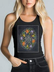 Women Tank Top, Sleeveless Tops Crew Neck Solid Slim Fit Summer Clubwear For Daily - Black - View 2