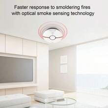 2 件装家用烟雾探测器，大按钮烟雾报警器，带测试/静音功能，符合欧洲标准 EN14604 认证，TUV 认证 - 白色 - 查看 3