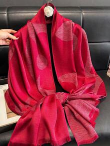 1pc Women Elegant Minimalist Five-Leaf Flower Print Lyocell Scarf, Versatile Lightweight Shawl For All Seasons, Can Be Used As Decoration, Head Wrap For Dress - Multicolor - View 11