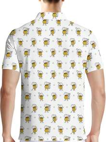 Men Golf Shirts Fun Crazy Print Hawaiian Men Polo Shirts - Multicolor - View 3