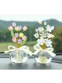 5 Peças Pingente de Rosa de Cristal Feita à Mão Criativa, Pingente de Tulipa, Pingente de Flor de Borboleta Apaixonada, Pingente de Decoração de Interior da Casa, Pingente de Mesa de Quarto, Ornamento Decorativo de Carro para Painel, Decoração de Feriado, Presente de Aniversário, Presente de Ano Novo, Presente de Casal do Dia dos Namorados