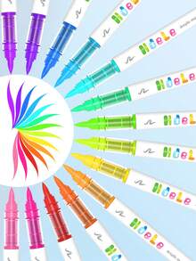 广纳旗下品牌HdeLe 1套8色毡丙烯颜料马克笔,共有橙色、粉色、红色、黄色、蓝色、绿色、紫色7个颜色系列可选,笔尖柔韧柔软,可粗细自由绘制,颜色可叠加 - 彩色 - 查看 2