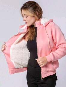 WOMEN'S WATERPROOF SWEATSHIRT, SUPER STYLISH, PLUSH, WITH REMOVABLE NEOPREME HOOD - 粉色 - 查看 1