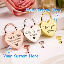 Personalized Love Padlock, Short Silver Heart Love Lock, Engraved Paris Amsterdam Bridge Padlock, Anniversary Honeymoon Gift, Engagement Love Lock, Valentine's Day Gift, New Year's Gift - Multicolor - View 1
