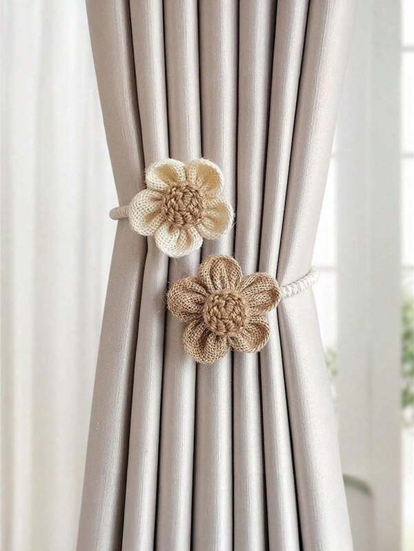 Flower Curtain Hook Flower Curtain Ties Creative Curtain Twisted Ties Elegant Decorative Curtain Ties Suitable For Living Room Bathroom Home Decoration No-Drill