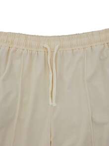 Men's Solid Color Drawstring Waist Pockets Straight Loose Casual Sweatpants - Khaki - View 5