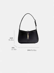 Women's Luxury Retro Elegant Handbag, New Fashion Niche Minimalist Design Shoulder Baguette Bag, Suitable For Going Out, Dating, Commuting/Work, Office And Daily Shopping - Black - View 5