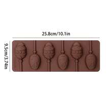 1/2pcs 6-Cavity Silicone Lollipop Mold Set - DIY Chocolate, Candy, Soap, Ice Pop, Frozen Treat Maker - Reusable And Easy To Clean Baking Tray, Non-Stick Chocolate Making Tool, Oven & Freezer Friendly - Brown - View 6