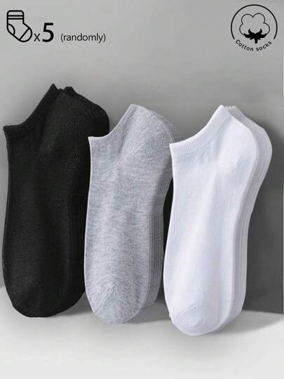20/10/5/3/1 Pair Of Men's Cotton Socks, Short Socks, Invisible Socks,With Double Thread Anti Slip Design,White Socks,Black Socks,Low Cut Ped Socks,Ankle Socks, Moisture Wicking, Soft And Breathable, Suitable For Business And Leisure, Home And Sports, College Style, All Seasons For Daily Wear,Random Colors