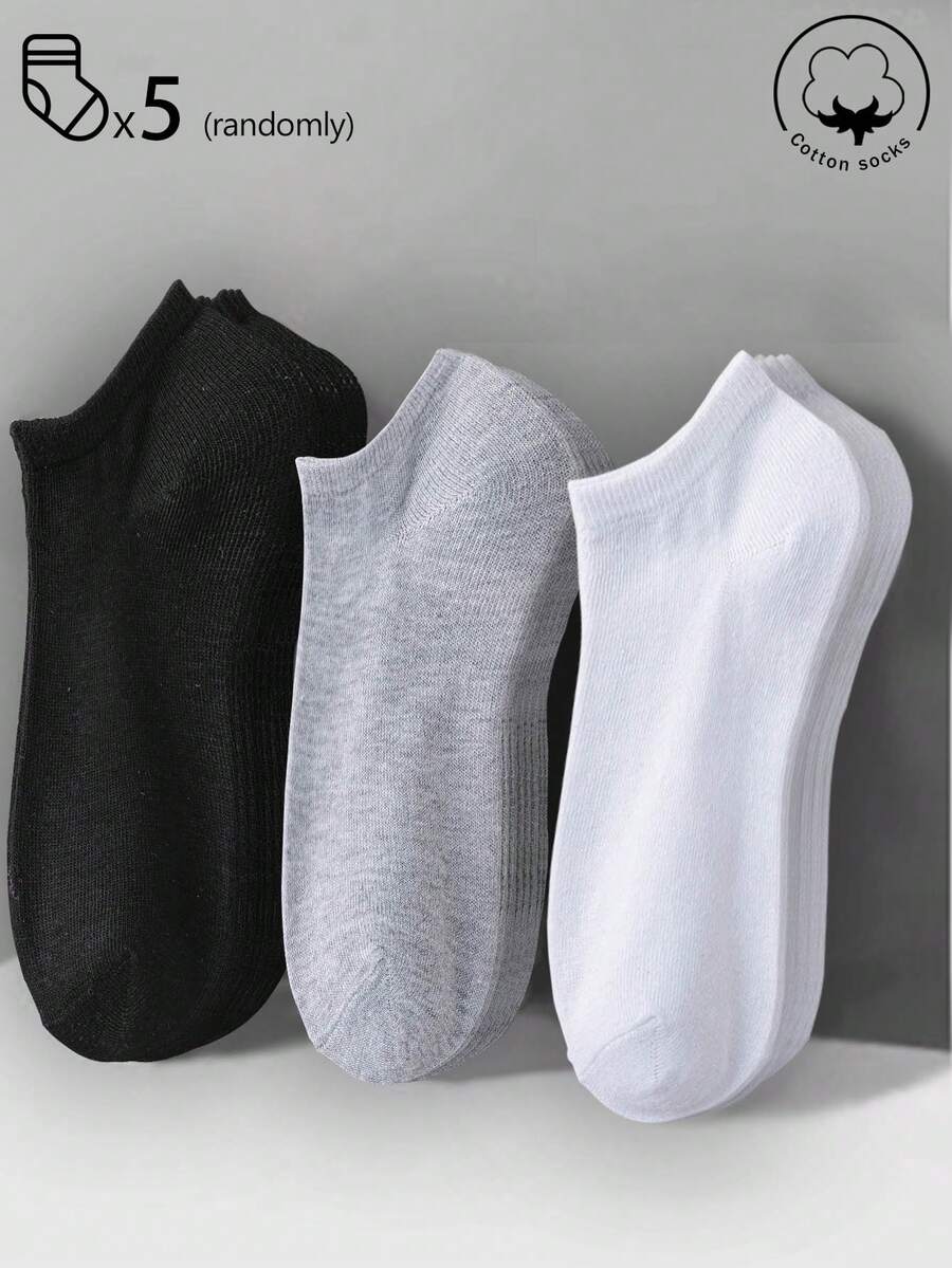 20/10/5/3/1 Pairs Men's Cotton Socks, Short Socks, Invisible Socks, Double-Line Anti-Slip Design, White/Black, Low-Cut Socks, Ankle Socks, Moisture-Wicking, Soft & Breathable, Suitable For Business, Casual, Home, Sports, College Style, All Seasons, Random Color Delivery