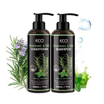 迷迭香薄荷洗发水和护发素套装，无硫酸盐生物素洗发水和护发素套装，蕴含薄荷精华，清爽头皮，滋养头发和头皮，保湿柔顺，深层清洁，去除头皮屑，调理头发，富含迷迭香精油，适合卷发和波浪发质，是夏季的理想之选。