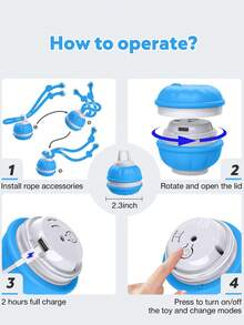 Automatic Rolling Dog Toy Ball With Rope, Smart Interactive Puppy Toy Touch Activation, Asymmetrical Movement And LED Lights, USB Rechargeable, Suitable For Indoor Training, Chewing And Tug-Of-War Play - Multicolor - View 7