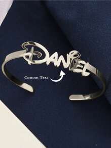 Customized Adjustable Stainless Steel Bangle Bracelet, Personalized Engraved Name, Fashion Wedding Gift, Suitable For Family, Friends, Anniversary, Valentine's Day, Mother's Day, Birthday, Graduation, Daily Wear
