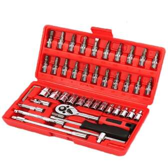 Juego de Herramientas de llaves de trinquete de 46 piezas, caja de herramientas de reparación de automóviles, herramienta de desmontaje de automóviles