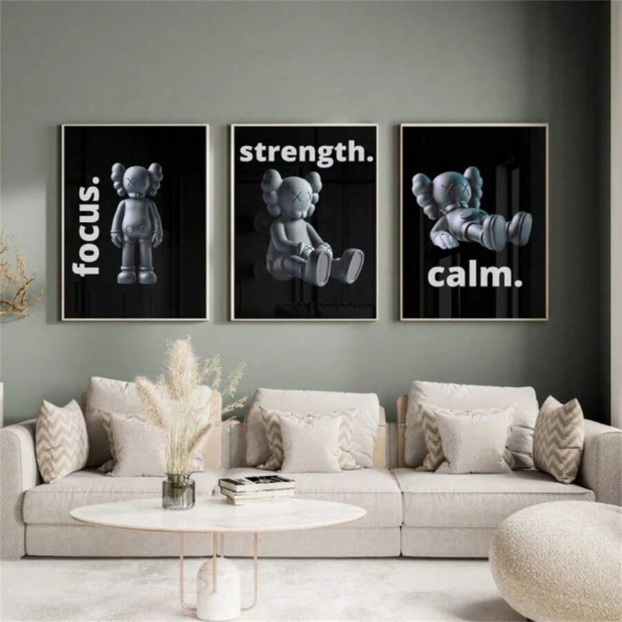 Póster de decoración de arte KAWS - Arte de pared para decoración del hogar - Pintura en lienzo para decoración de habitación - Para sala de estar, comedor, cocina, excelente para regalo de decoración de habitación para amigos sin marco