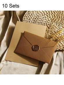 3pcs Luxury Linen Envelope & Letter Set With Wax Seal - Ideal For DIY Gifts, Wedding Invitations And Office Use