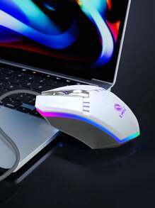 Souris gamer filaire mécanique X2 avec éclairage RGB fluide, compatible avec ordinateur de bureau et portable, souris filaire USB avec base en métal brossé, sensation de peau texturée, pour le jeu, le bureau et l'entreprise
