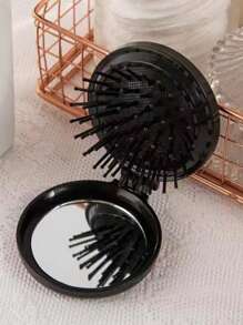 1pc Folding Travel Mirror Hair Brush Round Folding Pocket Size Hair Brush Mini Hair Comb Compact Travel Size Hair Massage Comb For Women Girls Travel Essentials Travel Accessories Make Up Accessories Travel Essentials For Beach Summer Vacation Back To School Body Care For Travel, Outdoor, Sport, Office, School Boy Valentine Heart Valentine