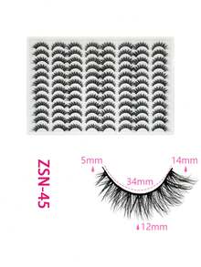 48 Pairs Of Super Large Capacity Full Eye False Eyelashes, Fluffy Curled Black Stem Eyelashes, Cat Eyes, Thick And Soft False Eyelashes, 3D Mink Like Eyelashes, Natural Appearance Makeup False Eyelashes - 濃密款 - 查看 1