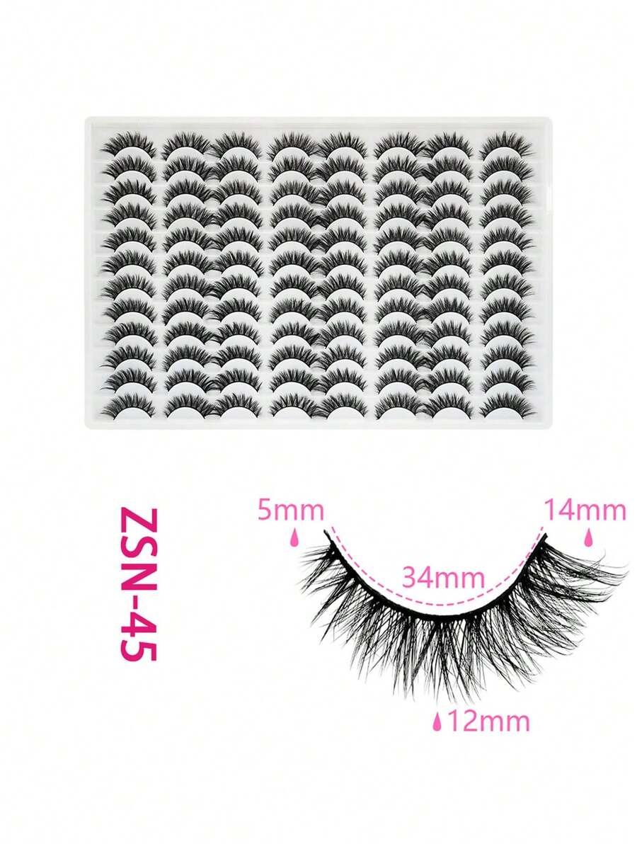 48 Pairs Of Super Large Capacity Full Eye False Eyelashes, Fluffy Curled Black Stem Eyelashes, Cat Eyes, Thick And Soft False Eyelashes, 3D Mink Like Eyelashes, Natural Appearance Makeup False Eyelashes - 濃密款 - 查看 1