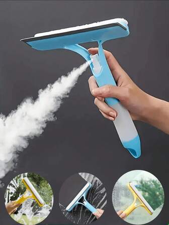 3 合 1 多功能玻璃刮刀，内置喷雾器和刮刀 - 1 件塑料手柄 PVC 刀片窗户清洁剂，用于喷雾、清洗和擦拭 - 手持淋浴刮刀，适用于窗户、瓷砖、汽车挡风玻璃、镜子、浴室清洁工具