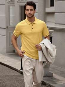 Polo a maniche corte casual da ufficio con righe per uomo Manfinity Bizformal