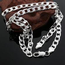 Stylish 925 Sterling Silver Necklace For Men & Women, Classic 8mm Chain, Luxurious Jewelry, Perfect For Weddings And Christmas, Best For Christmas