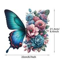 Pegatina de transferencia térmica de alta definición con degradado de color, con mariposa a la izquierda y flor a la derecha, adecuada para ropa, gorras, bolsos, toallas, sillas y otras decoraciones, de alta elasticidad y lavable