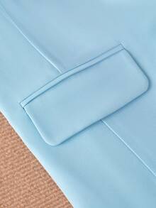 HOMEYEE Vintage Colorblock Blazer Collar Long Sleeve Shirt, Elegant Casual Business Office Wear, Spring/Autumn/Winter - 藍色 - 查看 4