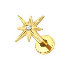1PC Tytan 16G Błyszczący CZ Gwiazda Północna Kolczyk Stud Płaskie Tylne Labret Chrząstka Tragus Helix Conch Lobe Piercing Nos Biżuteria