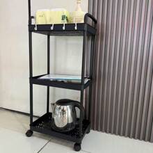 1 pièce Chariot multi-couches ménager en matériau PP, Étagère de rangement pour salon, jouets, articles de toilette, Étagère de rangement mobile pour chambre, bureau, salle de bain