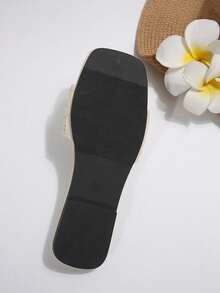 Sandalias planas deslizantes con decoración de lazo de perlas y lentejuelas de rhinestone de lujo para mujeres, aptas para uso casual, citas, fiestas y ir de commuting - Beis - Ver 8