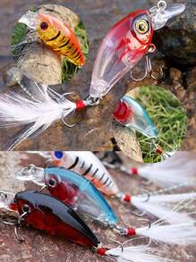 SOUGAYILANG Naluci de pescuit 4g 6 culori Momeală tare artificială Minnow cu ochi 3D, pentru Bas Somn Stiuca Biban Topwater Bass Momeală, Ideală pentru cadouri de obiecte de pescuit de apă dulce