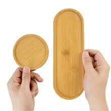 Multi Bamboo Tray Wood Saucer Flower Pot Tray Cup Pad Coaster Plate For Kitchen Decorative Plate Creative Coaster Coffee Cup Mat