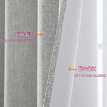 2 Pieces 100% Blackout Thickened Bedroom Curtains, Silver Grommet Linen Textured Curtains With Thermal Insulation White Lining Full Blackout Noise Reduction Curtains For Living Room Apartment Dorm Farmhouse White Beige Light Gray Dark Gray Taupe