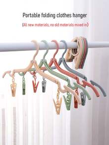Portable Folding Clothes Hanger - Easy To Store, New Material, No Old Materials Added, Multi-Color Clips To Meet Different Drying Needs, Non-Slip Design, Shoulder Support, Can Be Enlarged And Reduced, A Must-Have For Travel, Saves Wardrobe Space!(The Product May Have Slight Color Changes Due To Batch Problems, But The Quality Remains Unchanged And Does Not Affect The Appearance And Use) - Multicolor - View 2