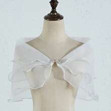 1 件新娘面纱披肩，薄款婚礼披肩，单肩新娘披肩，适合婚礼/晚礼服 - 彩色 - 查看 8