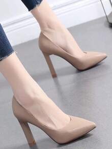 Zapatos de tacón alto de mujer, zapatos sencillos de mujer, de tacón alto puntiagudo, sencillos y a la moda, Adecuado para desplazamientos diarios - Albaricoque - Ver 3