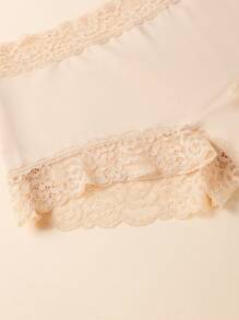 3pcs/Set Lace Mid-Waist Sexy Underwear, Solid Color, Mature Charm & Elegance, Lace Patchwork