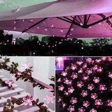 1pc Solar Powered Cherry Blossom String Lights - 20 LED/50 LED, Waterproof IP54, Multi-Color (White, Pink, Colorful), 8 Modes, 600mAh Ni-MH Battery Solar Panel, Suitable For Outdoor Garden, Yard, Patio And Tree Decoration, Garden Decor, Holiday Decoration