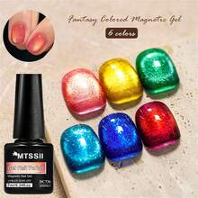 Mtssii 7pcs/Set 7ml Fantasy Dream Colored Cat Magnetic Gel, Nail Polish With Magnetic Sitck Glitter Spring Summer Soak Off Semi Permanent UV Gel Nail Polish For Nail Salon DIY For Nail Art Manicures Nail Varnishes Nail Supplies - Multicolor - View 9