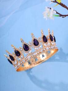 1 pieza Diadema de mujer con decoración de strass con diseño de corona, adecuada para decoración de tocado real, accesorio para el Día de San Valentín - Multicolor - Ver 17