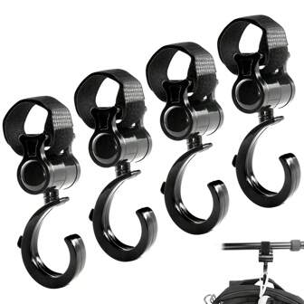 4 Packs Hook Suspension, 360° Swivel Multi-Functional Stroller For Hanging Diaper Bags, Stroller Wheelchair Hanger Clip Accessories, Suitable For Walker, Shopping Cart, Car Back Seat