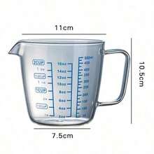 250ml/500ml Heat-Resisting Premium Reinforced Glass Measuring Cup Milk Scale Microwave Measure Jug With Blue Measurement Digital - White - View 3